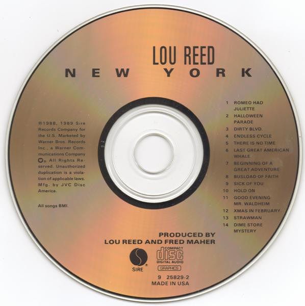 Lou Reed - New York (CD) Sire CD 075992582926