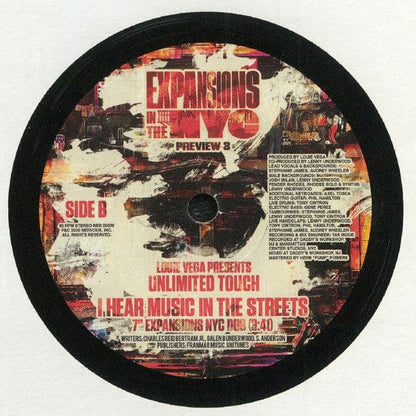 Louie Vega Unlimited Touch – I Hear Music In The Streets (Expansions In The NYC Preview 3) (7", Nervous Records, 2020) Back Cover