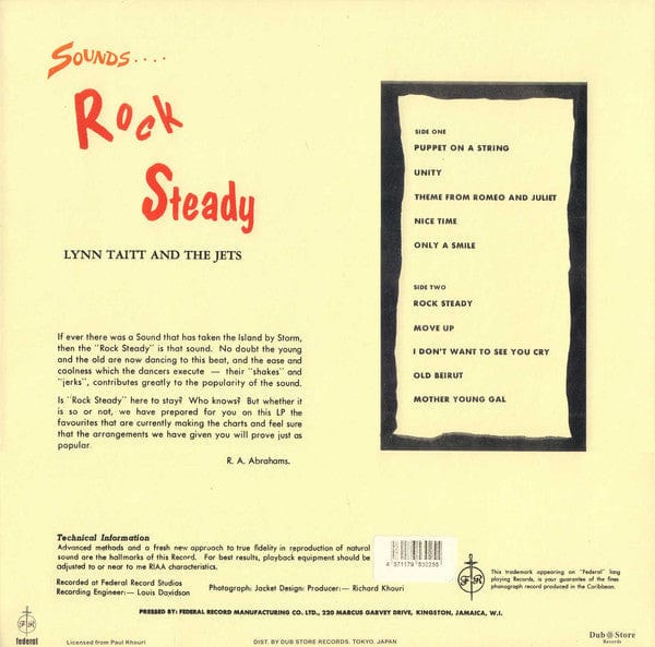 Lynn Taitt & The Jets - Sounds.... Rock Steady (LP, Album, RE) Dub Store Records, Merritone