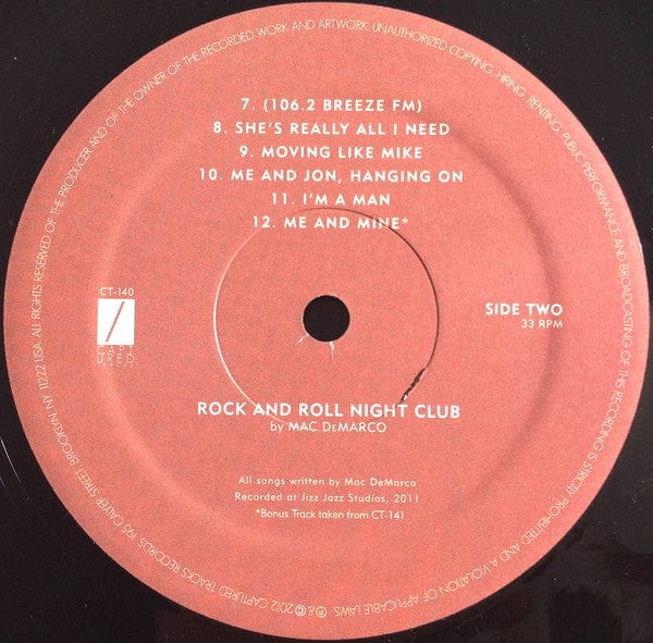 Mac Demarco - Rock And Roll Night Club (12") Captured Tracks Vinyl 817949014018