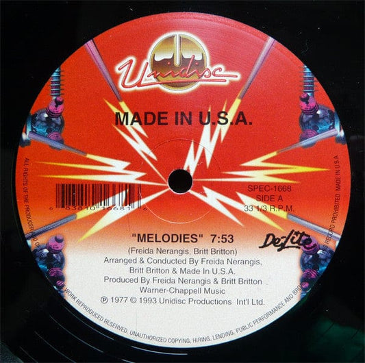 Made In USA - Melodies / Shake Your Body (12") Unidisc Vinyl