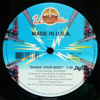Made In USA - Melodies / Shake Your Body (12") Unidisc Vinyl