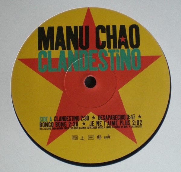 Manu Chao - Clandestino (Esperando La Ultima Ola...) / Bloody Border (2xLP) Because Music,Radio Bemba Vinyl 5060525437328