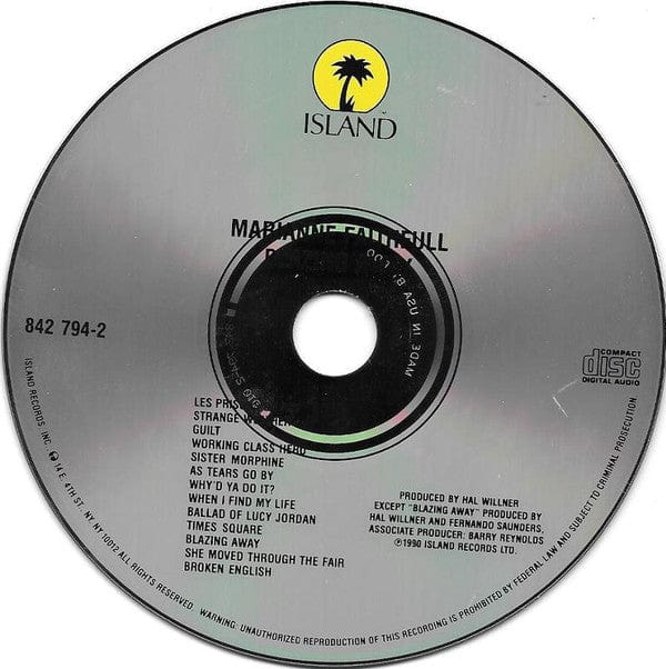Marianne Faithfull - Blazing Away (CD) Island Records CD 042284279420