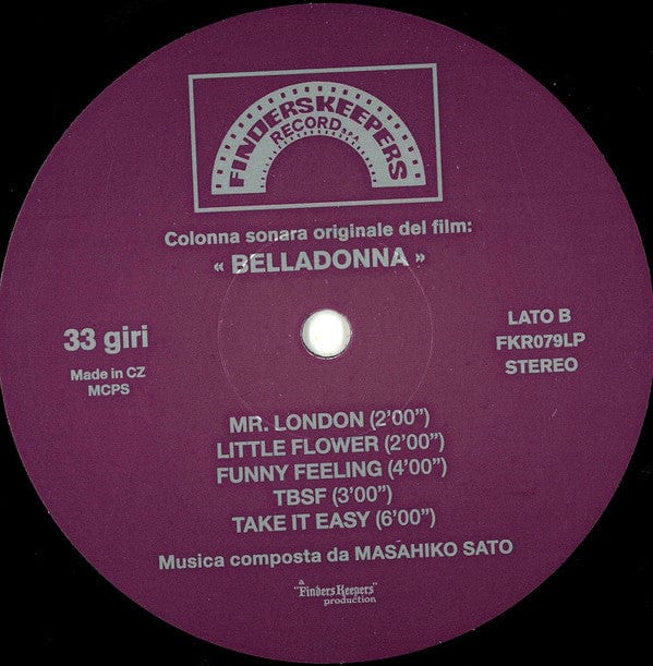 Masahiko Satoh - Belladonna (LP) Finders Keepers Records Vinyl 5060099505683