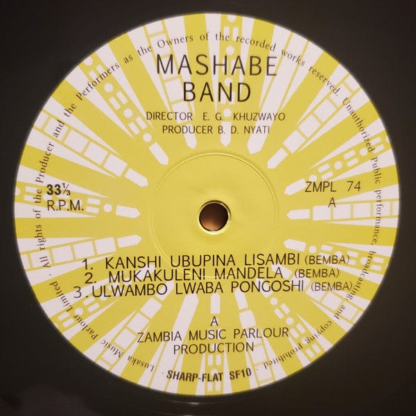 Mashabe Band - Mandela (LP) Zambia Music Parlour,Sharp-Flat Records Vinyl 6001651154030