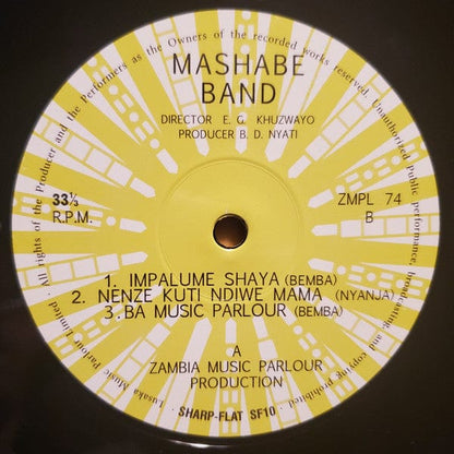Mashabe Band - Mandela (LP) Zambia Music Parlour,Sharp-Flat Records Vinyl 6001651154030