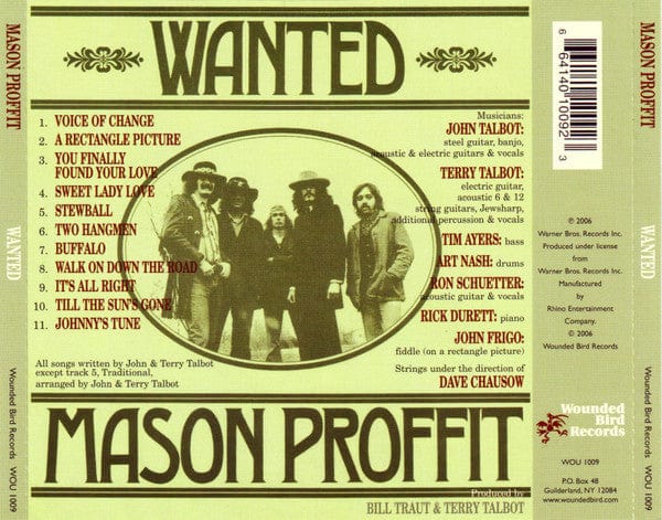 Mason Proffit - Wanted (CD) Wounded Bird Records CD 664140100923