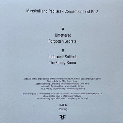 Massimiliano Pagliara - Connection Lost Pt. 3 (12") Uncanny Valley Vinyl