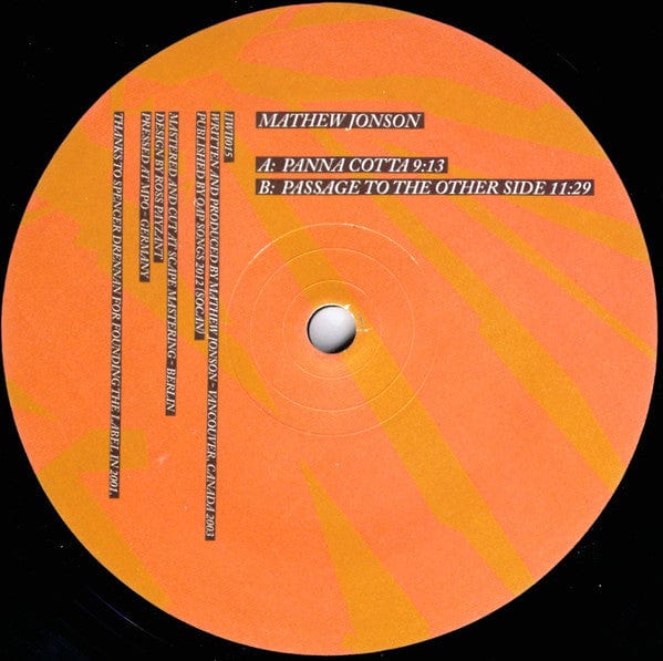 Mathew Jonson - Panna Cotta / Passage To The Other Side (12") Itiswhatitis Recordings Vinyl