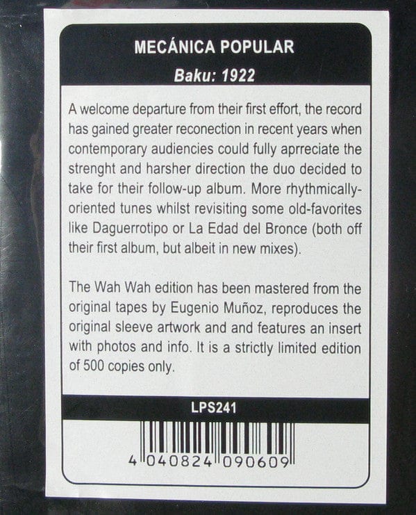 Mecanica Popular (2) - Baku: 1922 (LP) Wah Wah Records Vinyl 4040824090609