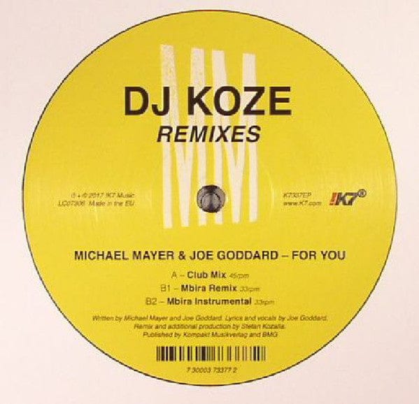 Michael Mayer & Joe Goddard - For You (DJ Koze Remixes) (12", EP) !K7 Records