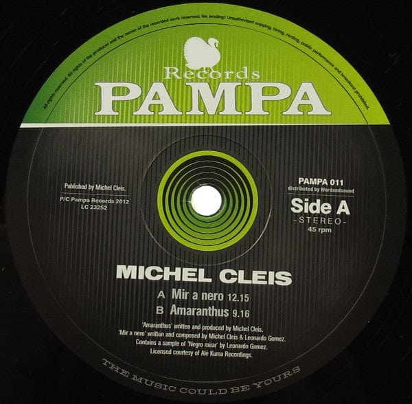 Michel Cleis - Mir A Nero (12") on Pampa Records at Further Records