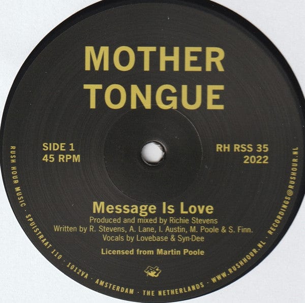 Mother Tongue (4) - The Message Is Love (12") Rush Hour (4) Vinyl