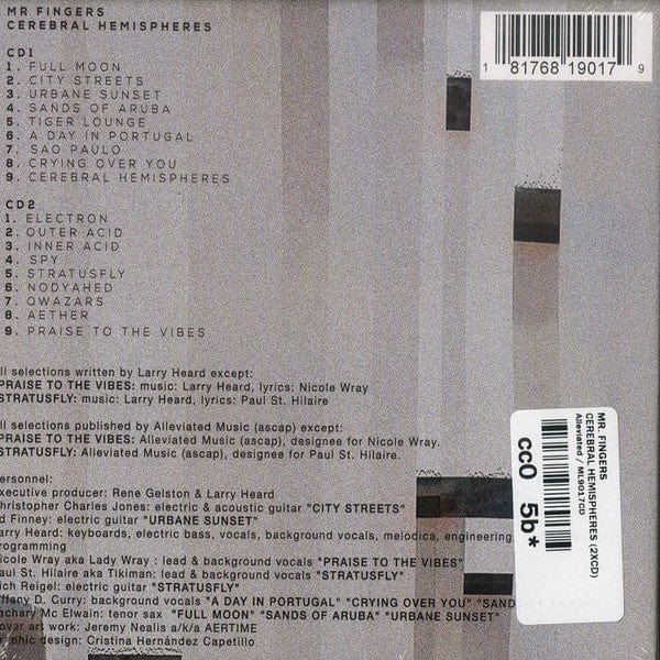 Mr Fingers* - Cerebral Hemispheres (2xCD) Alleviated Records CD 181768190179