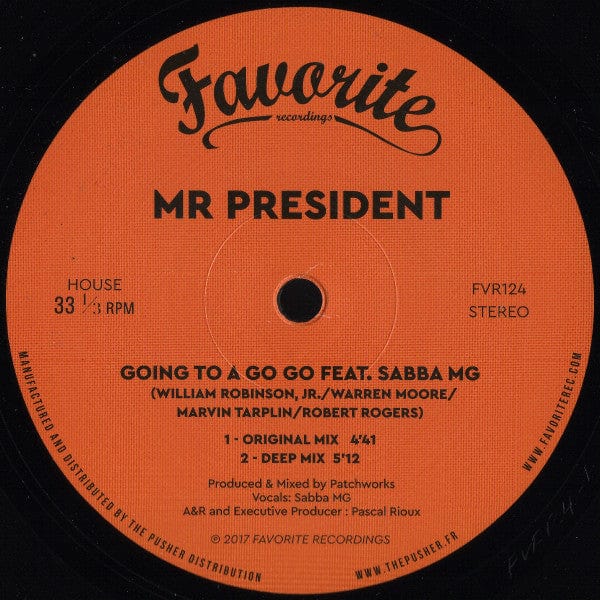 Mr President – Going To A Go Go (12", Favorite Recordings, 2017) Front Cover