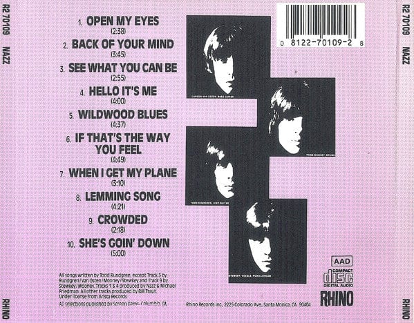 Nazz - Nazz (CD) Rhino Records (2) CD 081227010928