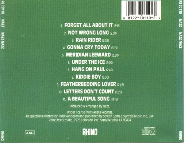 Nazz - Nazz Nazz (CD) Rhino Records (2) CD 081227011024