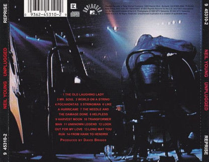 Neil Young – Unplugged (CD, Reprise Records, 1993) Back Cover