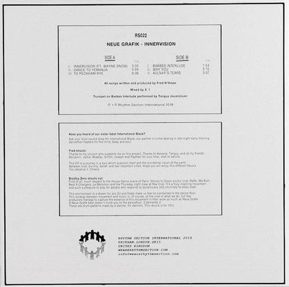 Neue Grafik, Wayne Snow - Innervision (12") Rhythm Section International Vinyl