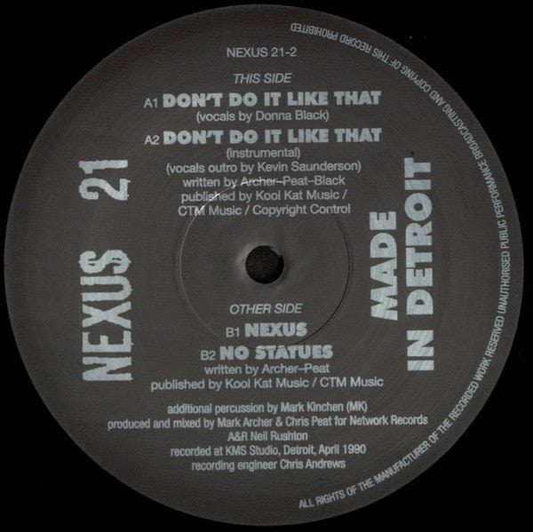 Nexus 21 - Made In Detroit (12") Network Records Vinyl