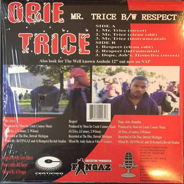 Obie Trice - Mr. Trice / Respect (12") Certified Records, No Air Play Vinyl 664049000317