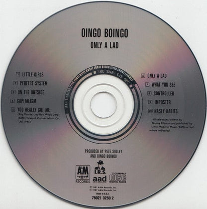 Oingo Boingo - Only A Lad (CD) I.R.S. Records,A&M Records CD 07502132502