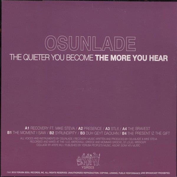 Osunlade - The Quieter You Become The More You Hear (10", Album) on Yoruba Soul at Further Records