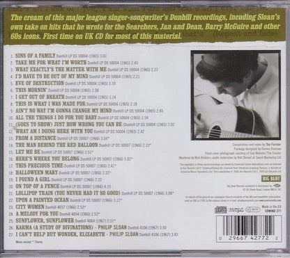 P F Sloan – Here's Where I Belong: The Best Of The Dunhill Years 1965-1967 (CD, Big Beat Records, 2008) Back Cover