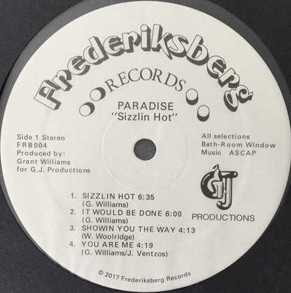 Paradise – Sizzlin Hot (LP, Frederiksberg Records, 2017) Image 3