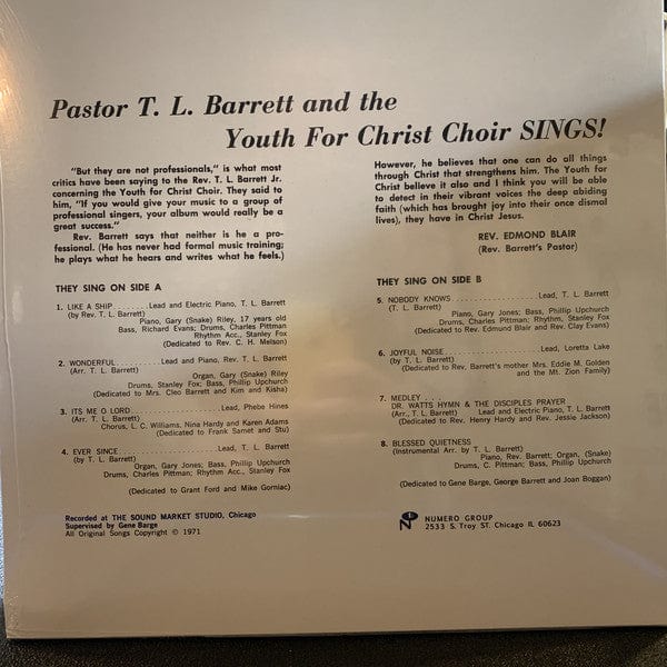 Pastor T. L. Barrett And The Youth For Christ Choir - Like A Ship... (Without A Sail) (LP) Numero Group Vinyl 825764607124