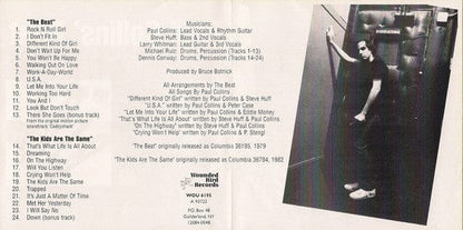 Paul Collins' Beat - The Beat / The Kids Are The Same (CD) Wounded Bird Records, Wounded Bird Records CD 664140619524