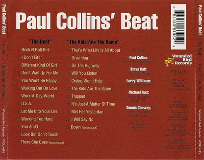 Paul Collins' Beat - The Beat / The Kids Are The Same (CD) Wounded Bird Records, Wounded Bird Records CD 664140619524