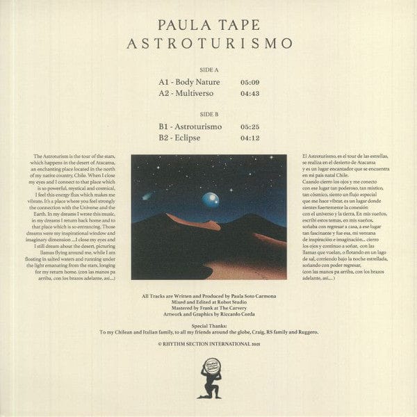 Paula Tape - Astroturismo (12") Rhythm Section International Vinyl