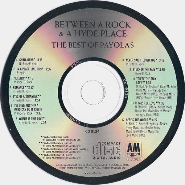 Payola$ - Between A Rock & A Hyde Place: The Best Of Payola$ (CD) A&M Records CD 77502191342397