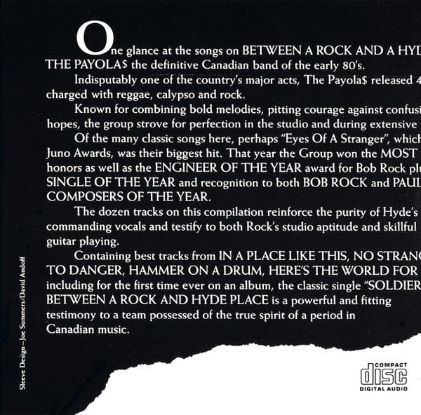 Payola$ - Between A Rock & A Hyde Place: The Best Of Payola$ (CD) A&M Records CD 77502191342397