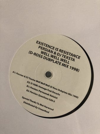 Persian & DJ Texsta* - Well Well Well (D Ross Dubplate Mix 1998) (12", EP) Existence Is Resistance