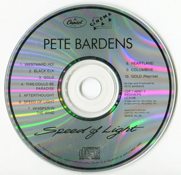 Pete Bardens – Speed Of Light (CD, Capitol Records, 1988) Image 3