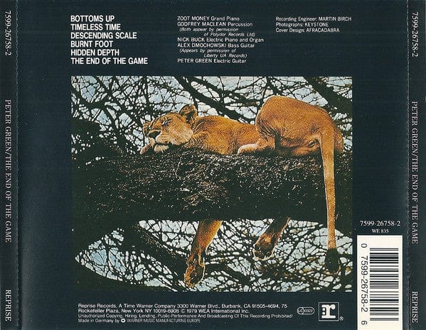 Peter Green (2) - The End Of The Game (CD) Reprise Records,Warner Bros. Records CD 075992675826