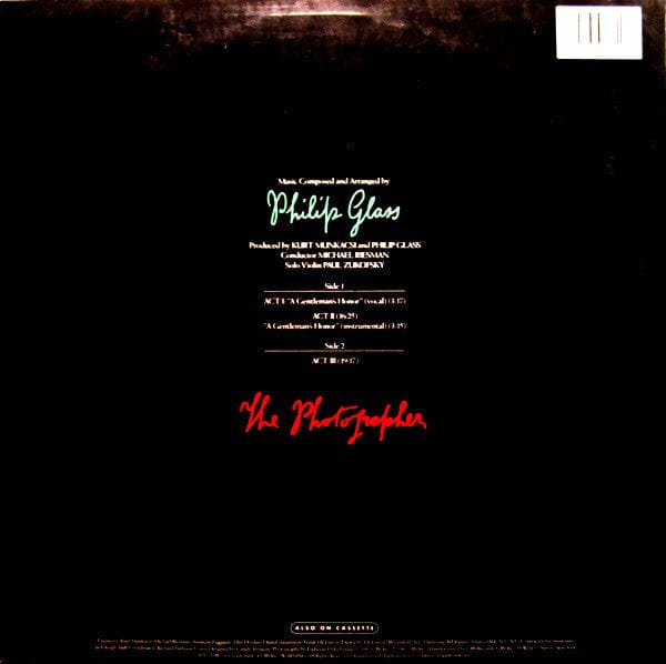 Philip Glass - The Photographer (LP) CBS,CBS Vinyl 074643784917