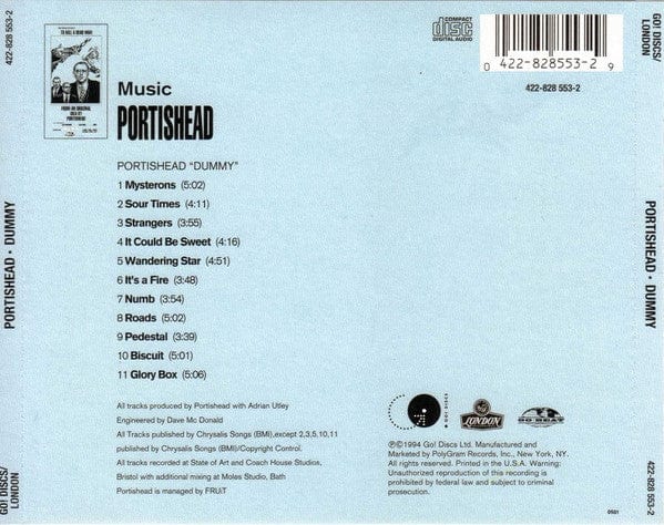 Portishead - Dummy (CD) Go! Discs,London Records,Go! Beat CD 042282855329