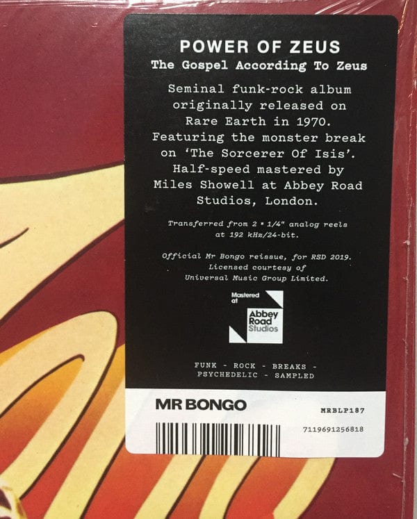 Power Of Zeus – The Gospel According To Zeus (LP, Half Speed Mastered, Rare Earth, 2019) Back Cover