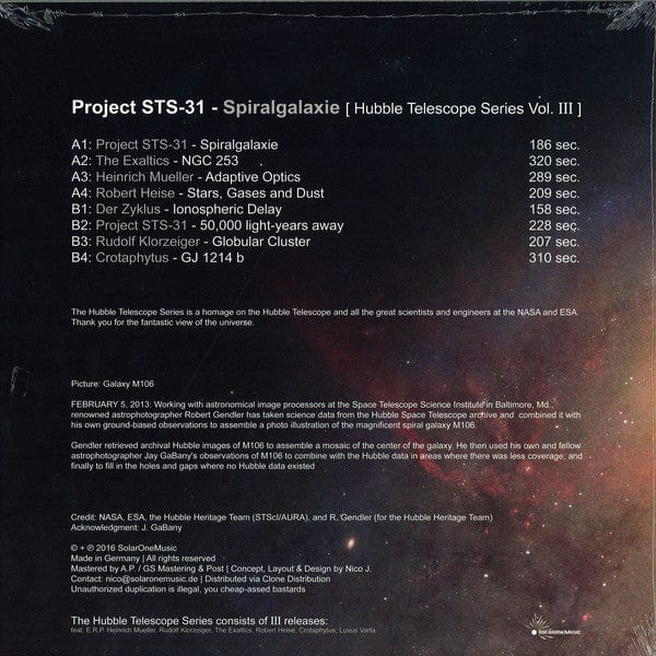 Project STS-31 - Spiralgalaxie (Hubble Telescope Series Vol. III) (LP) Solar One Music Vinyl