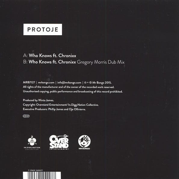 Protoje Ft. Chronixx - Who Knows (7") Mr Bongo Vinyl 7119691240077