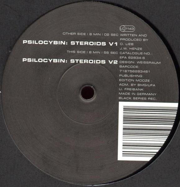 Psilocybin – Steroids (12", Black Series Recordings, 1998) Back Cover