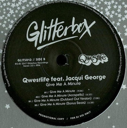 Qwestlife Feat. Jacqui George - Give Me A Minute (12") Glitterbox Vinyl