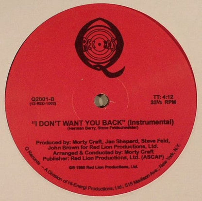 Ramona Brooks - I Don't Want You Back (12") Q Records (23) Vinyl
