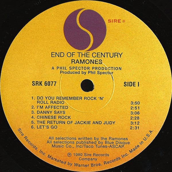 Ramones - End Of The Century (LP, Album, Ltd, RE, Rai) Sire