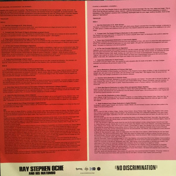 Ray Stephen Oche And His Matumbo - No Discrimination (Reissue) Favorite Recordings Vinyl 3760179351361
