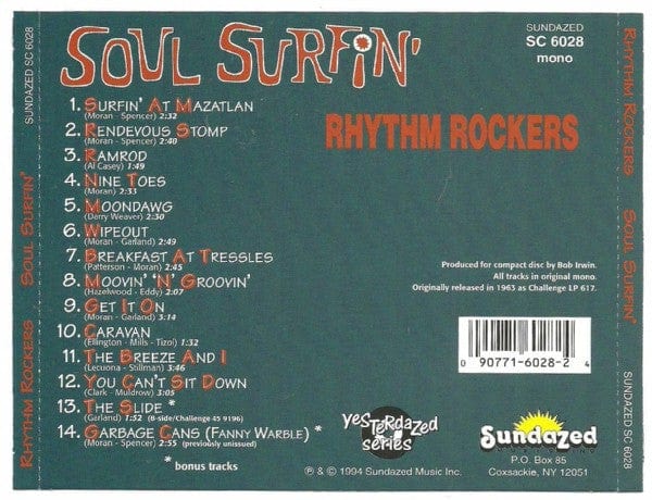 Rhythm Rockers (6) - Soul Surfin' (CD) Sundazed Music CD 090771602824